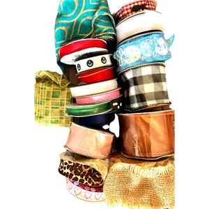 Massive Lot Vintage Holiday Ribbons Multicolor Wrapping Baby Deer Lot 18 Rolls